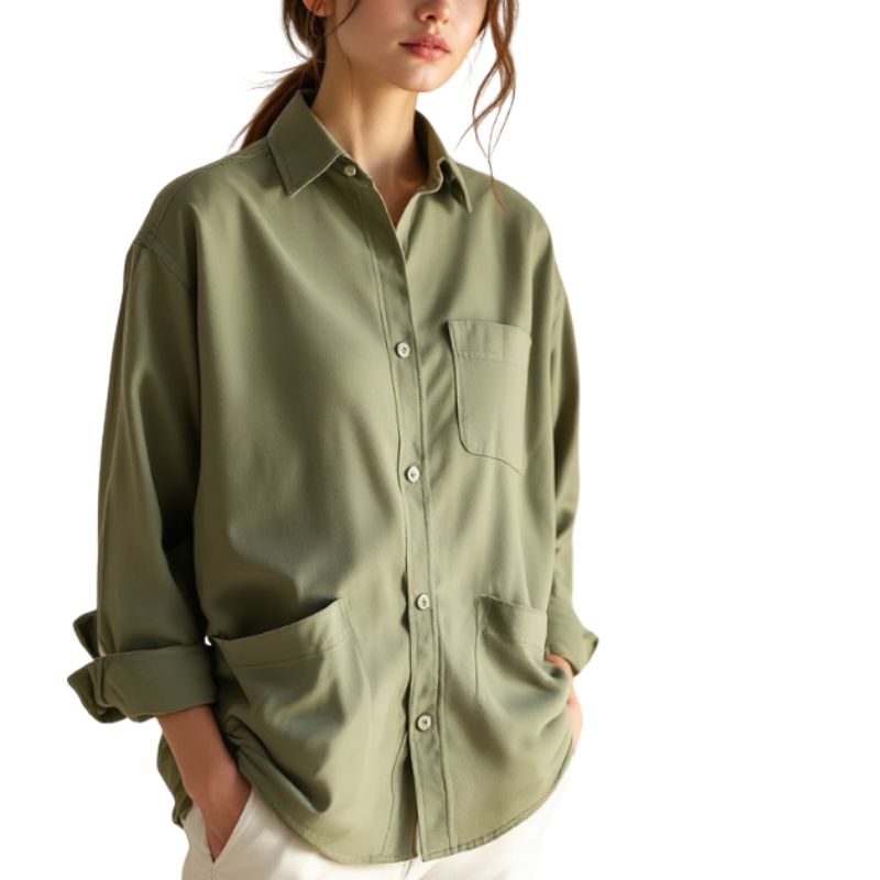 Camisa tipo chaqueta Elegante Verde Militar