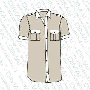 Camisa Doble Bolsillo Frente Charreteras en Hombro 2 Colores Manga Corta
