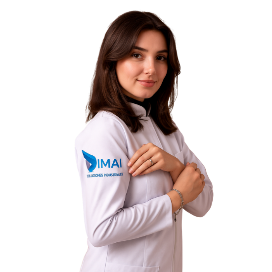 Imagen mujer con logo Dimai