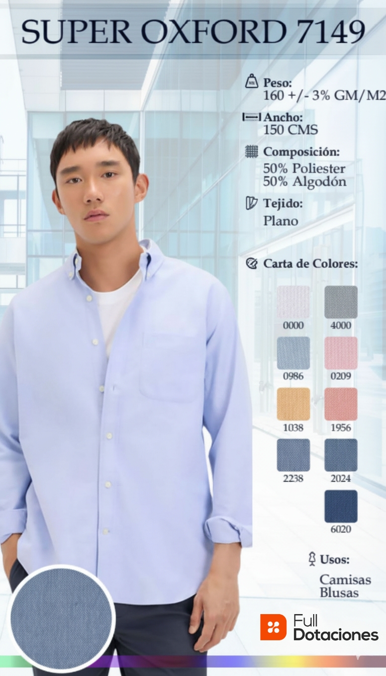 4.1 Super Oxford 7149 (50% poliéster _ 50% algodón, 160 g_m², plano) 4.1 Super Oxford 7149 (50% poliéster _ 50% algodón, 160 g_m², plano)