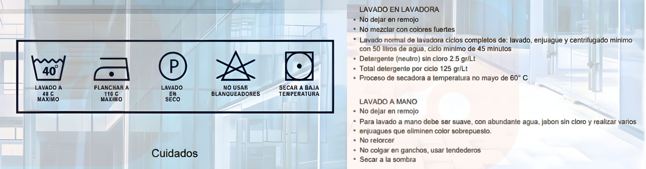Instrucciones de Lavado Camisas formales 8. Cuidado y vida útil: instrucciones de lavado