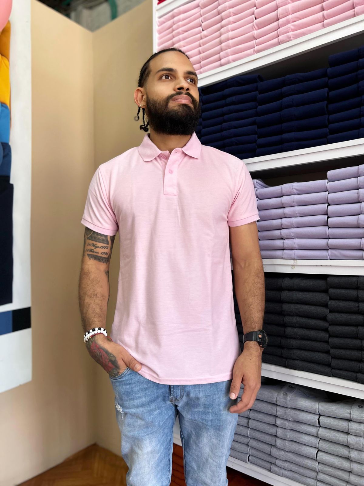 Camiseta Tipo Polo al por Mayor Rosado