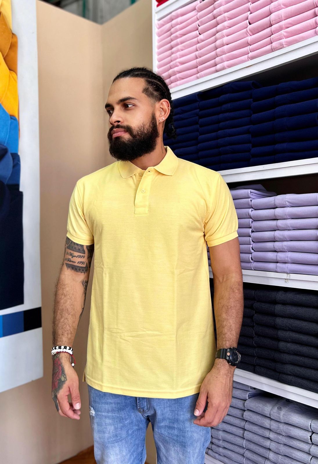 Camiseta Tipo Polo al por Mayor Amarillo Claro