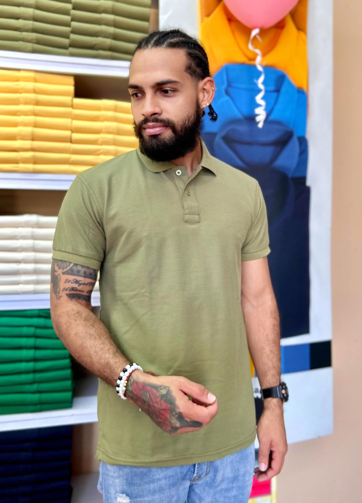 Camiseta Tipo Polo al por Mayor Verde Militar
