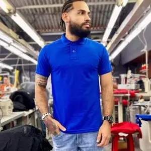 Camiseta Tipo Polo al por Mayor Azul Rey