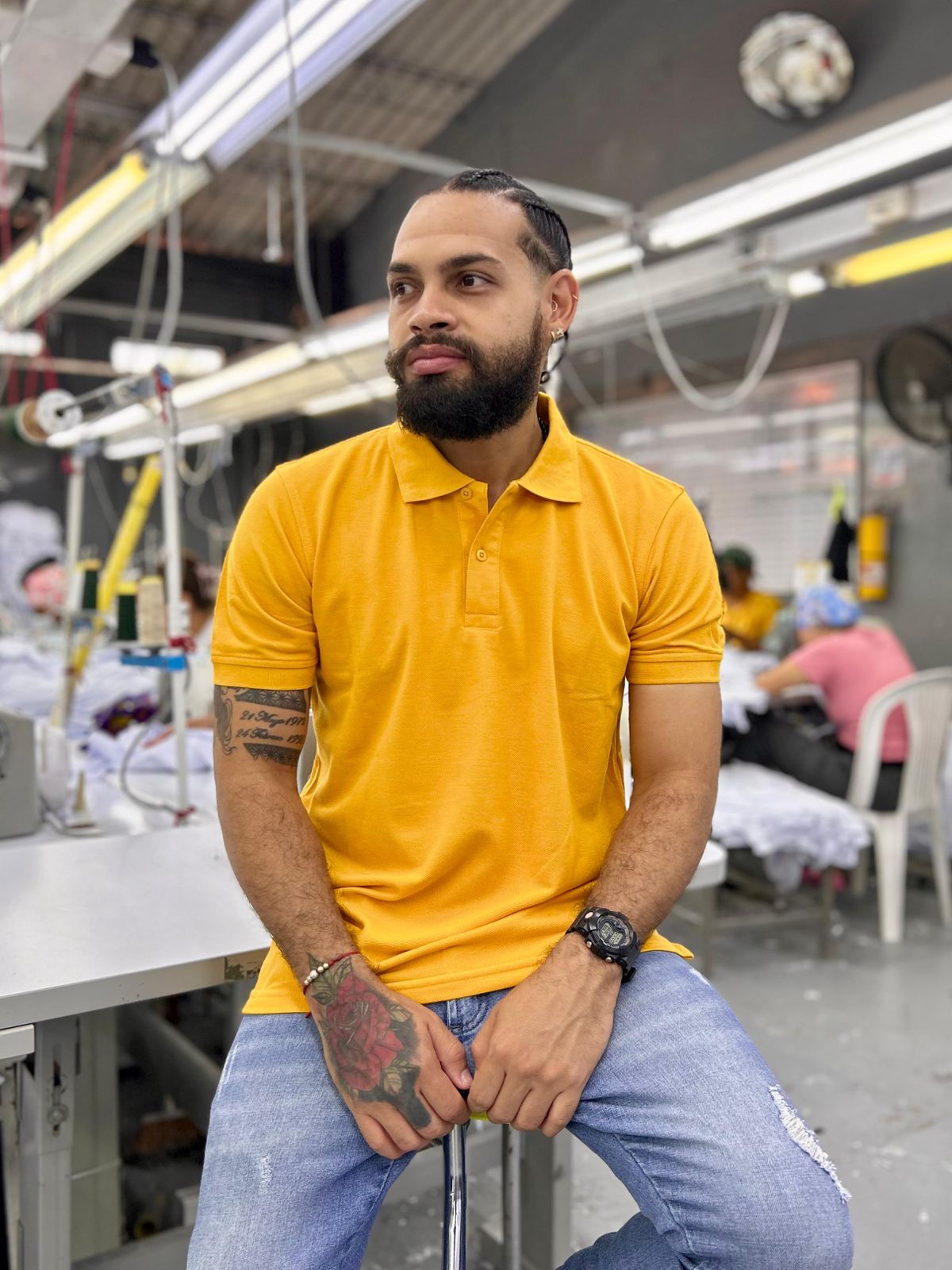 Camiseta Tipo Polo al por Mayor Mostaza