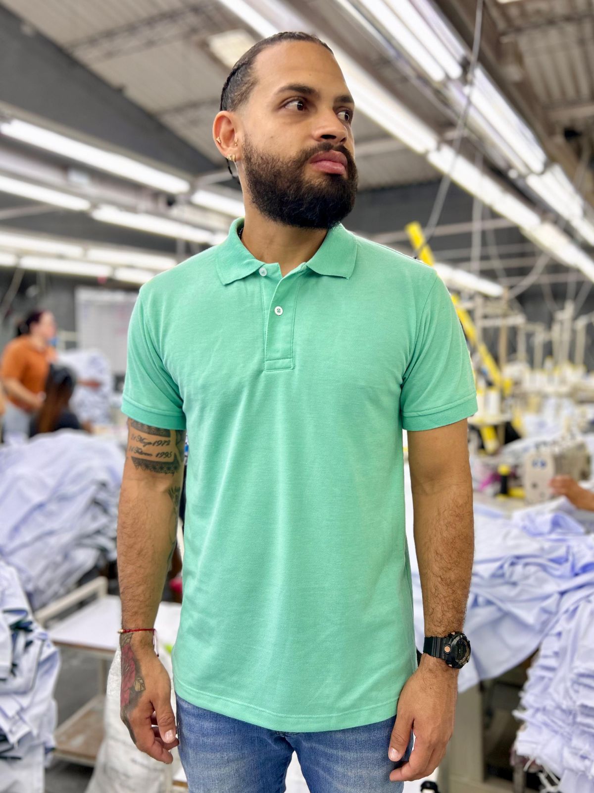 Camiseta Tipo Polo al por Mayor Verde Menta