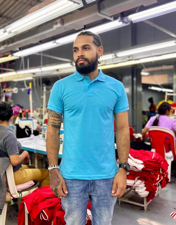 Camiseta Tipo Polo al por Mayor Azul Celeste