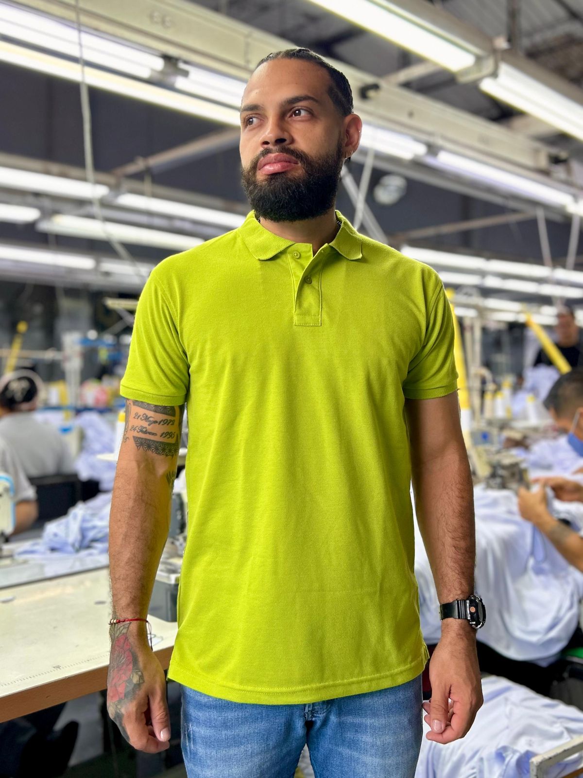 Camiseta Tipo Polo al por Mayor Verde Limón