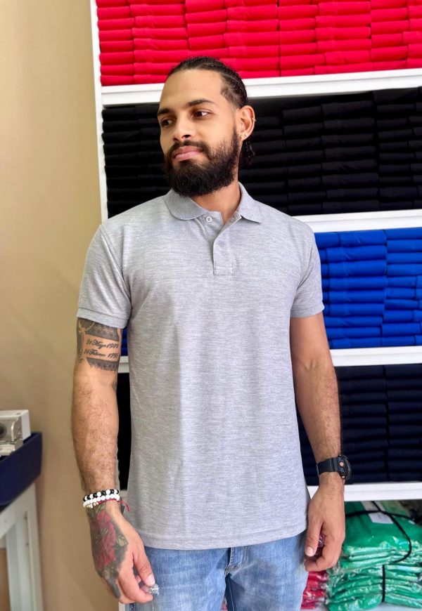 Camiseta Tipo Polo al por Mayor Gris Perla