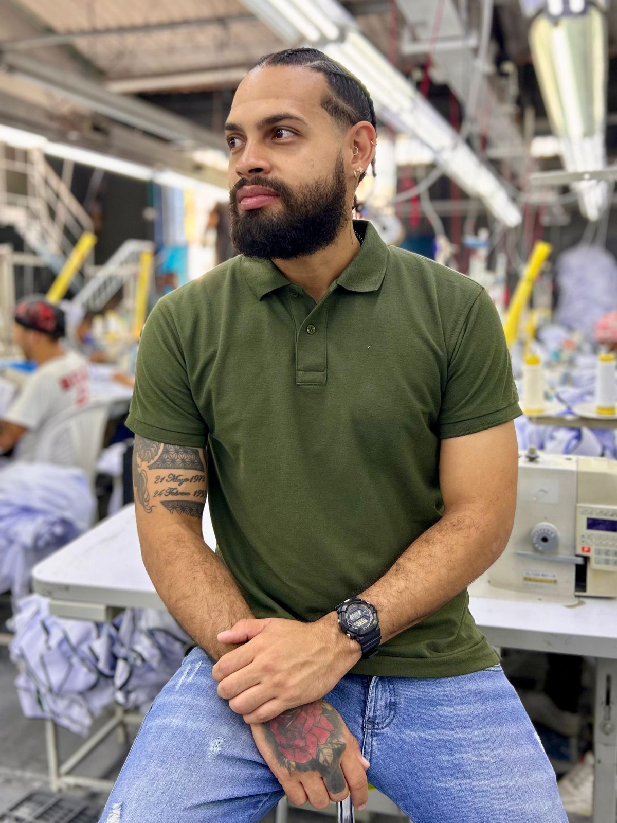 Camiseta Tipo Polo al por Mayor Verde Oliva