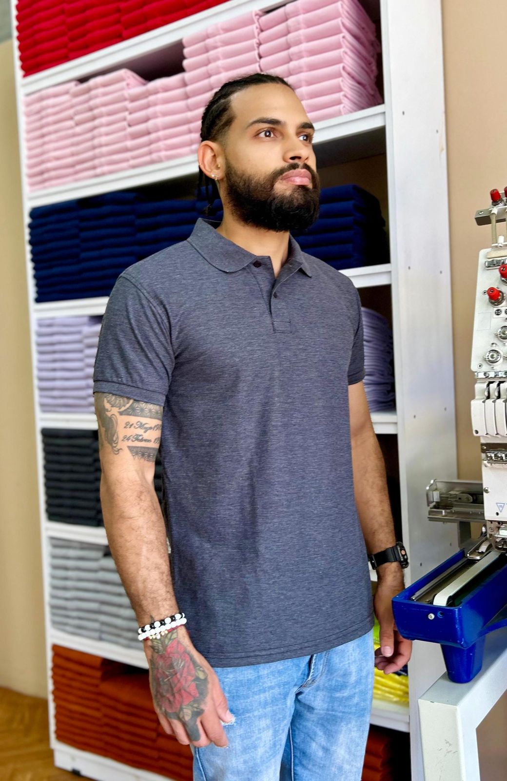 Camiseta Tipo Polo al por Mayor Gris Ratón